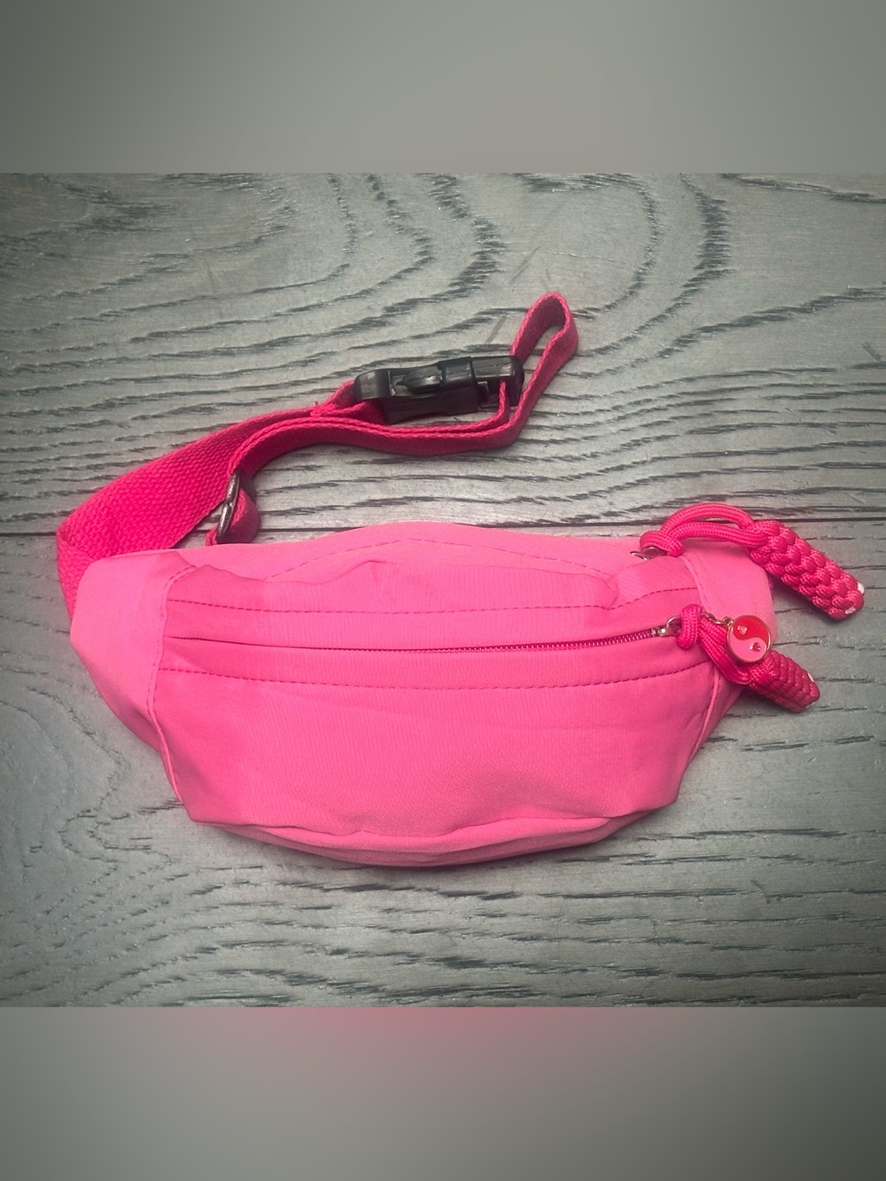 Kids Hot Pink Fanny Pack Waist Bag with - Pink with Yin Yang Charm